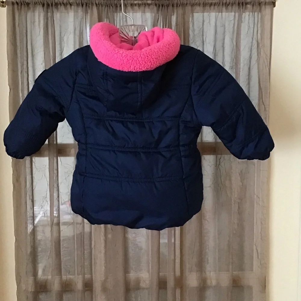 Pink Platinum Navy and Pink Kids Puffer Jacket - Picture 2 of 3